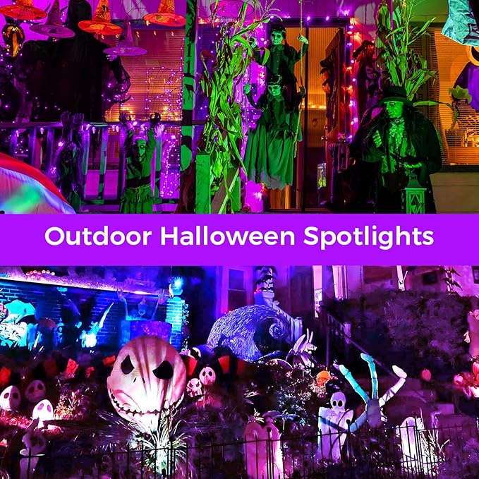 Outdoor Spotlights RGBW Led Lights, 12W Color Changing Landscape Lighting for Garden House Tree, 120V Waterproof Outdoor Spot Lights for Yard with Remote Control (2 Pack)