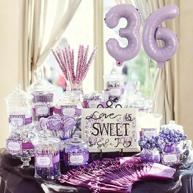 TONIFUL Balloons 16 Inch Baby Purple 0-9 Number Mylar Foil Balloons 10 Pcs digitalal Balloons for 2026 New Year Eve Birthday Party Engagement Graduations Anniversary Baby Shower