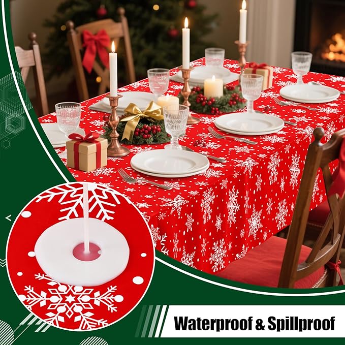 Smiry Disposable Table Cloth - 10 Pack, 54 x 108 Inch Waterproof Rectangle Tablecloths for Parties, Decorative Plastic Table Cover, Leakproof & Sturdy, Red & White