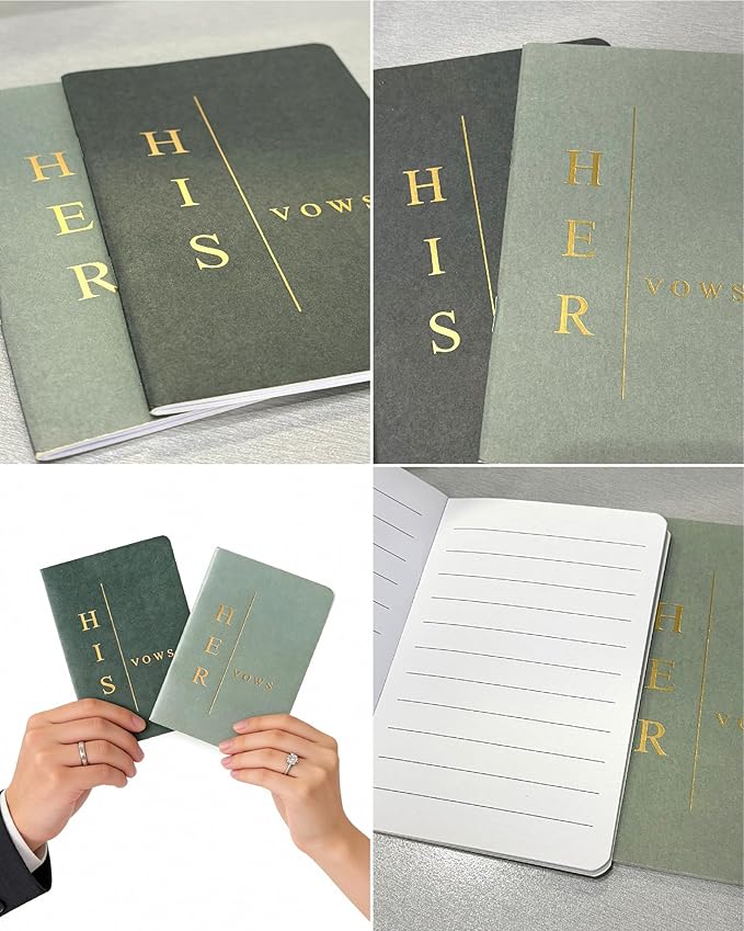 Vow Books His and Hers, Wedding Vow Books with Soft Touch Gold Foil Engraving, Wedding Essentials, Wedding Accessories