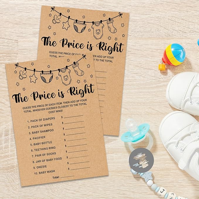 Baby Shower Game, The Price is Right, 30 Game Cards Included, Kraft