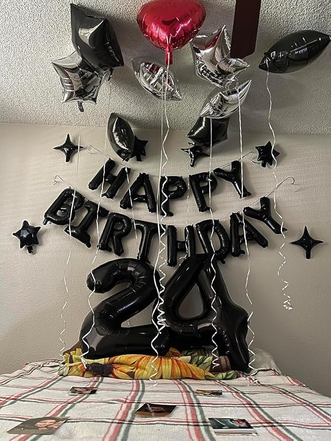 Balloon Numbers 40 Inch Foil 4 Balloons for Birthday Party Decoration, Black Number 4 Ballon for 4, 14, 24, 40 Celebration, Birthday, Christmas, Anniversary Decor