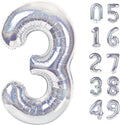Laser Silver 3 Balloon, Number Balloons 40 Inch, 3rd Birthday Decorations for Kids Girls Women Party Supplies for Party Decorations, Number 3 Balloon