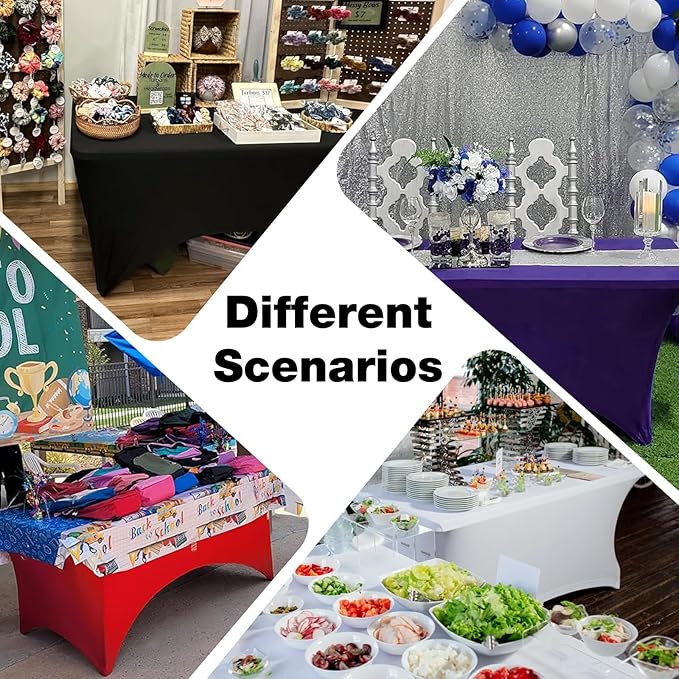 Trlyc 2 Pack 4FT Spandex Table Cloth - 48 x 30 Inch Rectangular Stretch Tablecloth, Wrinkle Resistant Scretch Table Cover for Wedding, Party, Banquet, Picnic, Outdoor Decoration (2Pcs,Navy Blue)