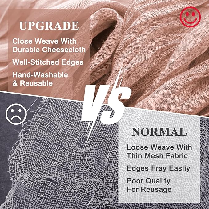 Wokceer Dusty Pink Cheesecloth Table Runner Spring 2Pack 10FT Gauze Easter Table Runner for Party Rustic Sheer Runners for Baby Bridal Shower Wedding