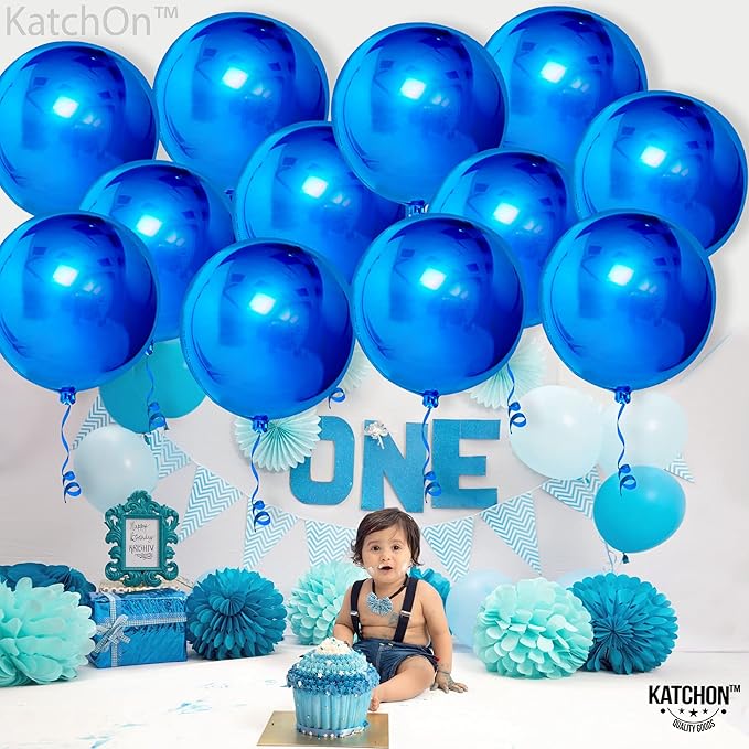 KatchOn, Large Royal Blue Balloons - 22 Inch, Pack of 12 | Royal Blue Metallic Balloons for Graduation Decorations | Blue Foil Balloon, Under The Sea Party Decorations