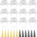 Shappy 24 Pcs 2026 New Year Party Supplies Happy New Year Headband Horn Sounder Noisemakers Eve Party Decorations