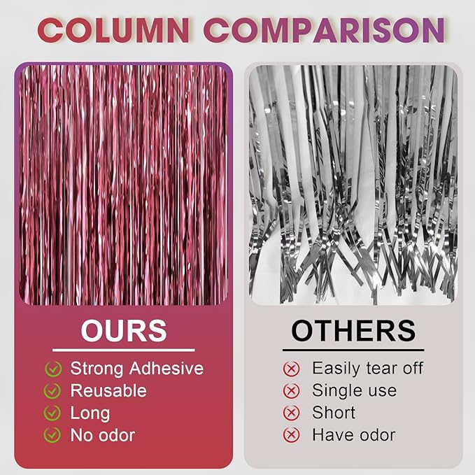 3.3 x 6.6 ft Foil Fringe Backdrop Curtains, Tinsel Streamers Party Decorations, Fringe Backdrop for Birthday, Baby Shower, Gender Reveal, Graduation (9, Burgundy)