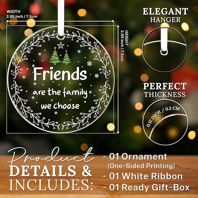 HEXMOZ Best Friend Ornaments for Women - Friends Christmas Ornaments Gifts - Friendship Gifts for Friend Female, BFFs, Besties, Soul Sisters, Friends Group Keepsake Christmas Tree Decoration
