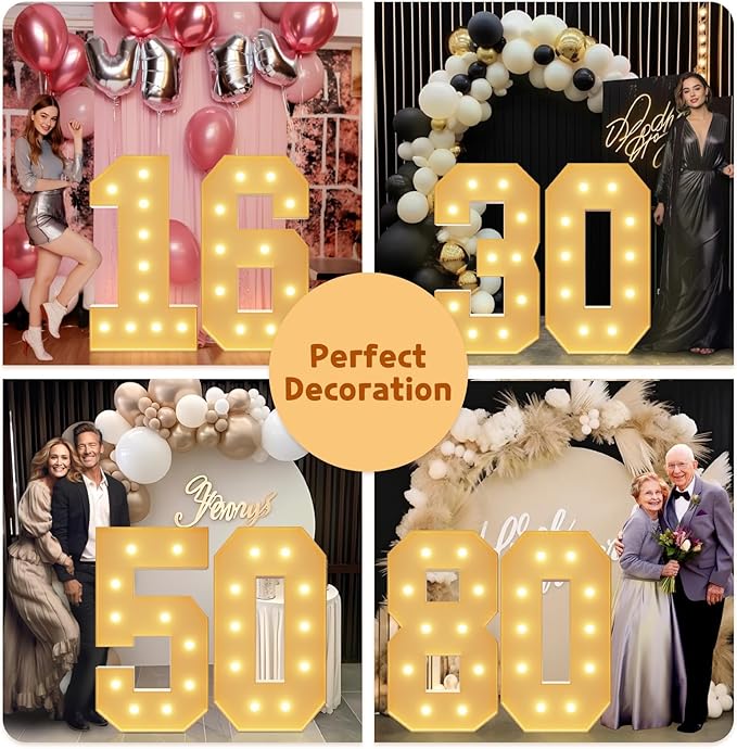 Imprsv 4FT Light Up Numbers, Marquee 10th Birthday Decorations for Girls Boys, Large Light Up 10th Birthday Women Foam Board Anniversary Party Decorations Arch Kit (DIY)