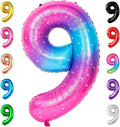 KatchOn, Giant Rainbow 9 Balloon Number - 40 Inch | Foil 9 Birthday Balloon for 9th Birthday Decorations | 9th Anniversary Decoration | Galaxy Party Décor