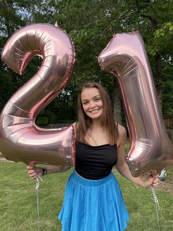40 Inch Number Balloons, Rose Gold Balloons for Woman Man 12th Birthday Party Decoration, Foil Number 12 Ballon for 12, 21 Anniversary, Bridal Shower, Graduation, Wedding, Valentine's Day