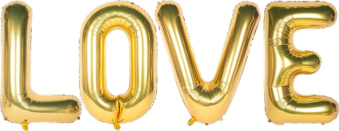 Letter Balloons 40 Inch Giant Jumbo Helium Foil Mylar for Party Decorations Gold LOVE