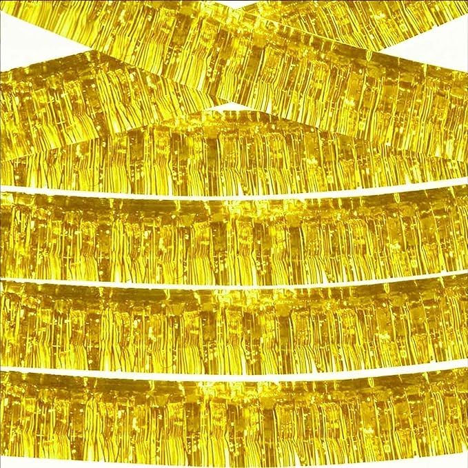Gold Foil Fringe Garland 6Pcs 10 Feet Metallic Tinsel Hanging Curtain Glitter Backdrop Banner for Parade Floats Christmas Wedding Party Decorations