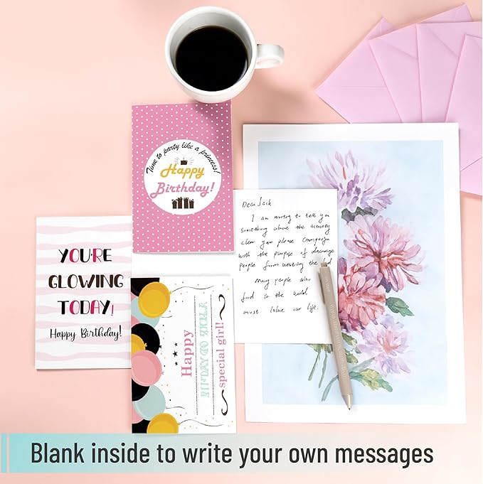 Mr. Pen- Birthday Cards with Envelopes, 20 Pack, 4" x 6", Assorted, Gold Foil, Blank Inside, Greeting Cards Birthday