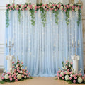 Baby Blue Backdrop Curtains for Baby Shower Decorations 10×8FT Tulle Backdrop Curtain with Lights for Boy Parties Elephant Birthday Party Photo Shoot Backdrop Background Decorations (2 Panels 4×10ft)