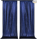 PartyDelight Navy Blue Sequin Backdrop 5x10ft 2 Panels - High Density 3mm Shimmer Sequin Background for Independence Day, Wedding, Stage & Event Decor
