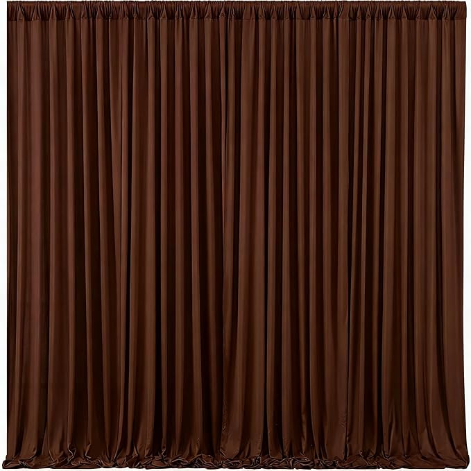 Brown Backdrop Curtains-Wrinkle-Free Polyester Photography Drapes Party Curtain Background for Baby Shower Wedding Decorations- 24 X10FT (Brown)