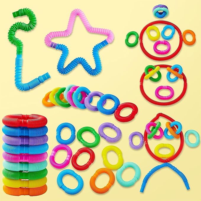 JOYIN 36 Pack Pop Tubes, Sensory Toys (Small) Fidget Toys Party Favors - 9 Colors, Creativity Learning & Fun for Toddler Kids - Perfect for Easter Goodie Bags, Classroom School Reward