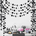 Outus 5 Pieces Black,Silver Round Dots Garland Easter Graduation Party Hanging Decor Each Length 13.1ft Glitter Paper Dot Streamers for Birthday Wedding Classroom