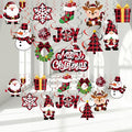 Sumind 30 Pcs Christmas Swirl Ceiling Hanging Decorations Set Xmas Holiday Snowman Elk Sign Hanging Foil Christmas Indoor Decorations for Ceiling Xmas Holiday Party Decor(Red, Black)