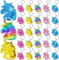 CiciBear 25 Pack Unicorn Sequin Keychains for Unicorn Themed Party Favors, Kids and Adults Birthday Gift, Baby Shower, Party, 5 Colors