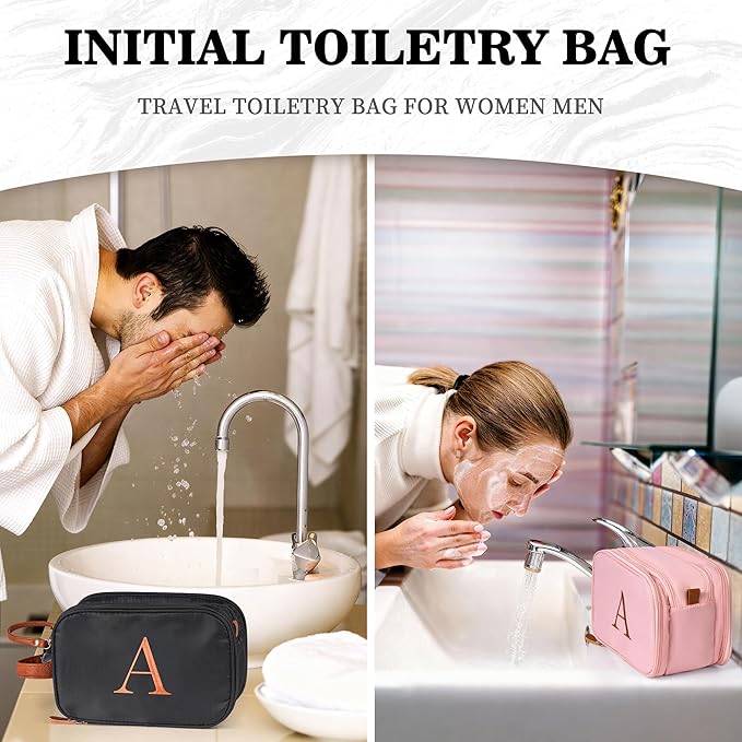 YOOLIFE Friend Gifts for Women - Monogram Toiletry Bag Makeup Bag for Women, Travel Essentials Gifts for Mom Wife Grandma Friend Birthday Gifts Letter G Pink