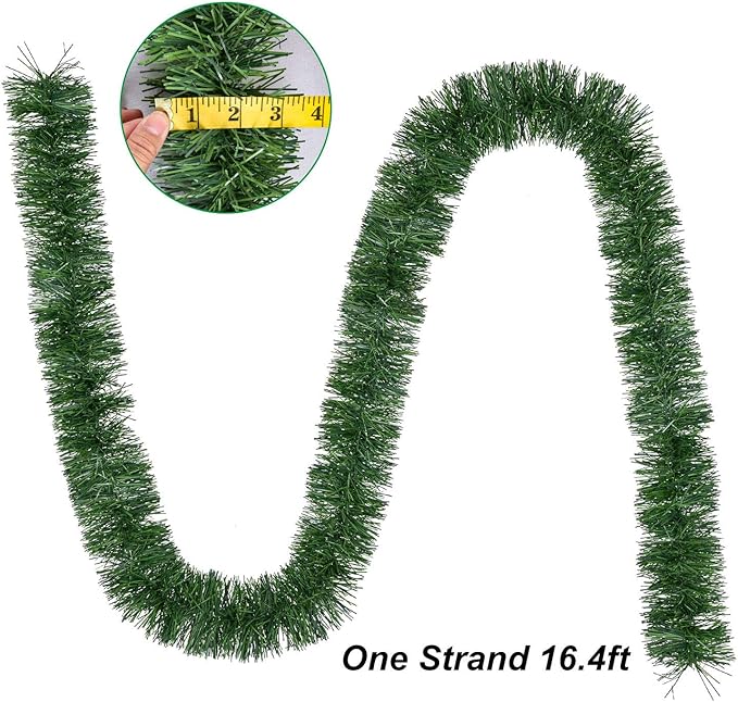 DearHouse 16.4 Foot Christmas Garland, Artificial Pine Garland Holiday Decor for Outdoor or Indoor Home Garden Artificial Green Greenery, or Fireplaces Holiday Party Decorations