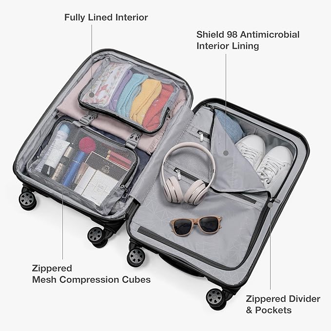 Traveler's Choice Pagosa Hardshell Expandable Luggage with Spinner Wheels, Black, 3-Piece Set (22/26/30)