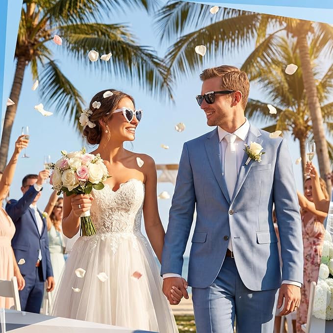 JATEBI Heart Bride and Groom Sunglasses for Wedding Day Just Married Sunglasses Honeymoon Accessorie Wedding Decoration