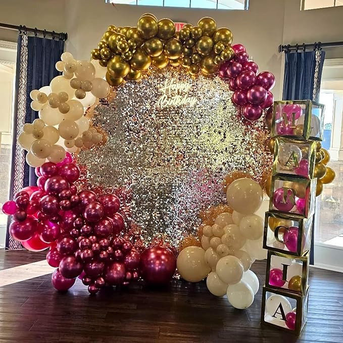 Magenta and Hot Pink Balloon Arch Kit, Metallic Magenta and Hot Pink Balloon Garland Kit, Rose Red Chrome Balloons Different Sizes for Bachelorette Party Birthday Wedding Party Decorations