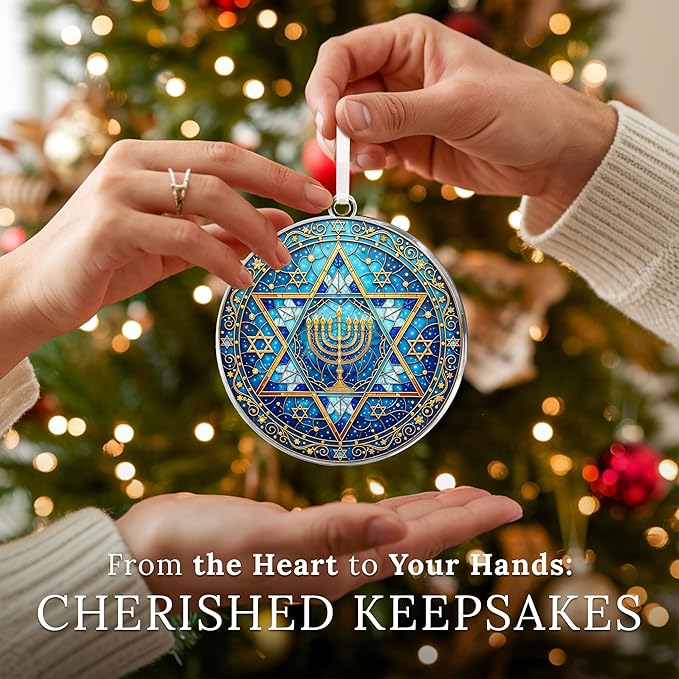 HEXMOZ Hanukkah Gifts - Hanukkah Ornaments for Tree, Jewish Ornaments, Chanukkah Christmas Ornament - Jewish for Women, Men, Adults - Acrylic 2025 Ornament Decoration for Home