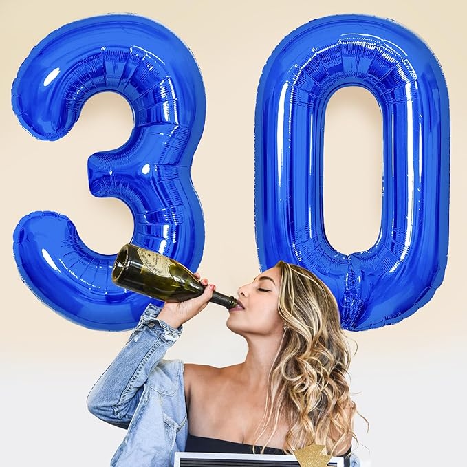 Number Balloons Navy Blue Balloons - Giant Number 10 Balloon, 10 20 30 40 50 Numbers Balloon Birthday Decorations, Blue Party Supplies for Boy Men
