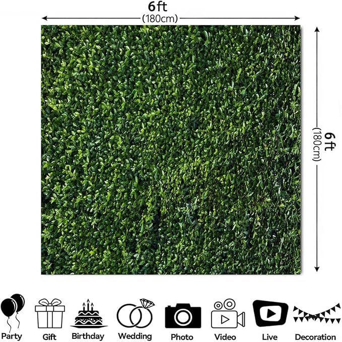 Nature Spring 3D Green Leaves Theme Photo Background Wedding Birthday Party Newborn Baby Shower Photography Backdrops Zoo Decor Shoot Props Bannner (6x6 FT)