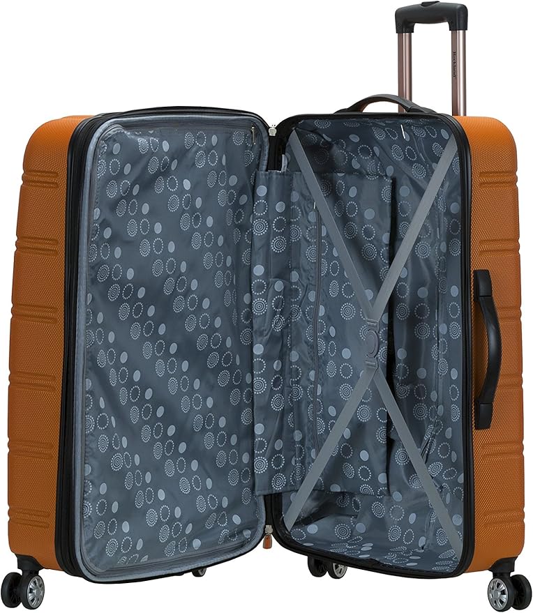 Rockland Melbourne Hardside Expandable Spinner Wheel Luggage, Checked Large 28", Orange