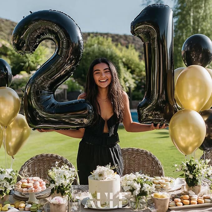 AULE 40 Inch Big Black 1 Balloon Number Large Foil Helium Number Balloons 0-9 Jumbo Giant Happy 1st Birthday Party Decorations for Boy or Girl Huge Mylar Anniversary Party Supplies