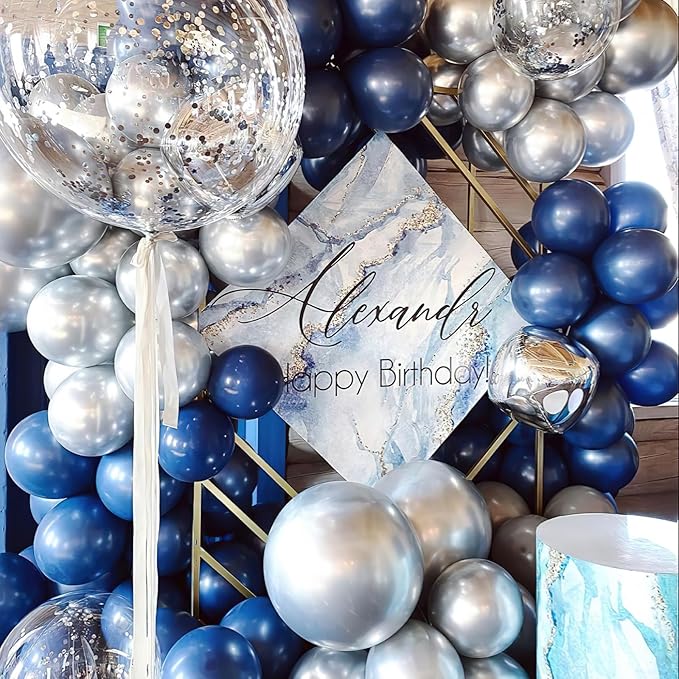 PartyWoo Navy Blue Balloons 101pcs 12 Inch Dark Blue Latex Helium Balloons for Graduation New Year Wedding Sports Theme Boy Baby Shower Men Birthday Bachelorette Party Decorations Blue-Z90