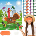 PLULON Thanksgiving Games Pin The Hat on The Turkey with 24 Pcs Turkey Hat Stickers for Thanksgiving Party Favors Festive Fall Party Activities Birthday Party Decorations