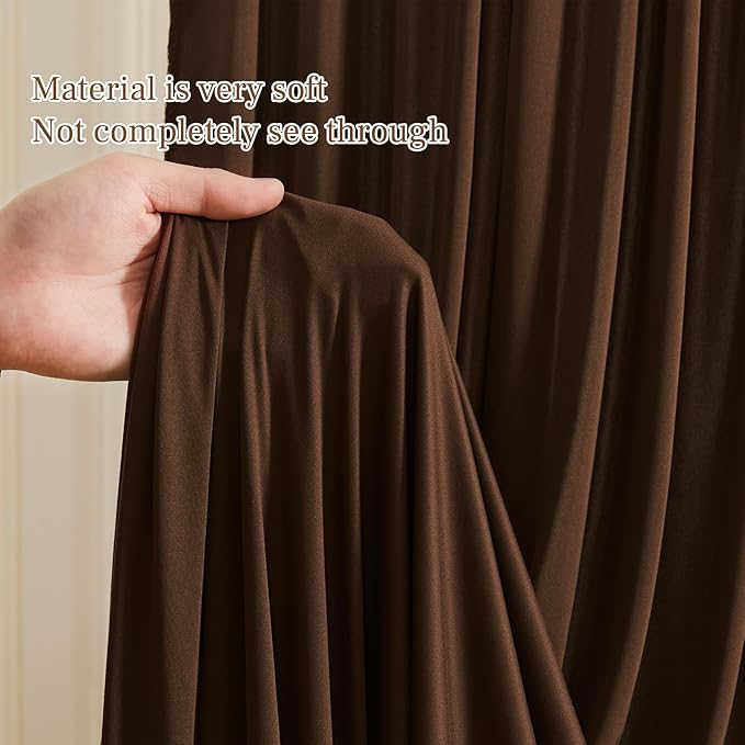 8x10FT Dark Brown Backdrop Curtains for Wedding Parties, Wrinkle Free Polyester Photography Backdrop Drapes for Baby Shower Birthday Parties Stage Background Stand Decorations 4x10ft,2 Panels