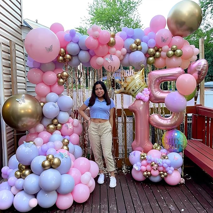 40 Inch Pink Number 5 Balloon, Light Pink Number Balloons Set 0-9, Large Baby Pink 5 Balloon Numbers, Pastel Pink Foil Digital 5 Balloons Helium for Girls Baby Shower 5th Birthday Party Decorations
