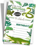 Reptile Birthday Party Invitations, 20-Count Snake Lizard Crocodile Theme Birthday Party Invites With Envelopes-HBYQK-B35