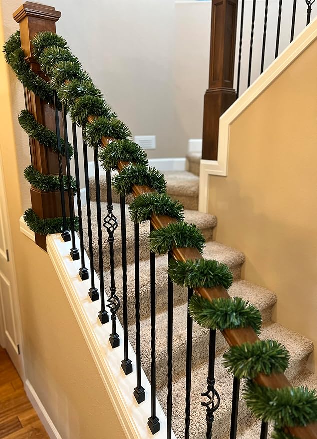 50 Foot Garland for Christmas Decorations - Non-Lit Soft Green Holiday Decor for Outdoor or Indoor Use - Premium Quality Home Garden Artificial Greenery, or Wedding Party Decorations(1, 50 FT Premium)