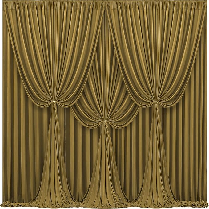 16x10FT Light Brown Backdrop Curtains for Wedding Parties, Wrinkle Free Polyester Photography Backdrop Drapes for Baby Shower Birthday Parties Stage Background Stand Decorations 4x10ft,4 Panels