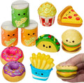 Playbees Mini Squish Fast Food Toys - 10 Pack - Assorted Designs Slow-Rise Stress Relief Toys for Kids, Mini Fidget Toys for Sensory Play, Party Favors, Junk Food Goodie Bag Fillers for Boys & Girls