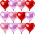 12 Pcs Purple and Red Heart Foil Balloons for Valentines Day Decorations, 18 Inch Romantic Love Valentine Heart Balloons for Galentines Day Decorations Wedding Marriage Birthday Bridal Shower Party