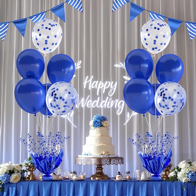 2 Set Royal Blue Table Balloons Foil Spray Centerpiece with Royal Blue and Confetti Balloons Stand Kit for Birthday Party Girls Baby Shower Wedding Bridal Shower Prom Graduation Table Decorations