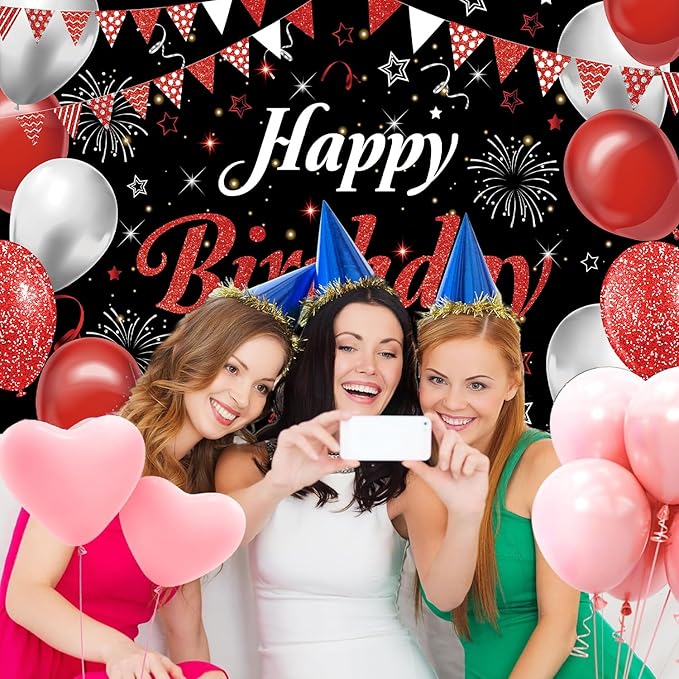 Happy Birthday Banner - Decorations for Men Women Party Welcome Background Sign, Indoor Outdoor