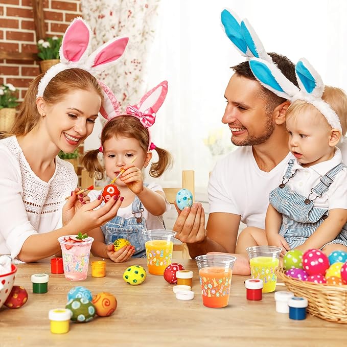 100 Pcs Easter Plastic Cups, 12 Oz Rabbit Bunny Eggs Disposable Clear Party Cups for Spring Easter Party Decoration Supplies Cold Drinking Beverage Ice Cream Snacks