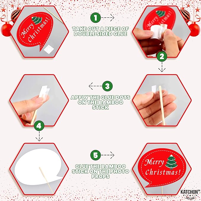 KatchOn, Christmas Photo Booth Props - Pack of 47, Little DIY | Christmas Decorations Indoor, Outdoor | Party Photo Props, Selfie Prop | Merry Xmas Party Prop with Pose Signs for Decorations