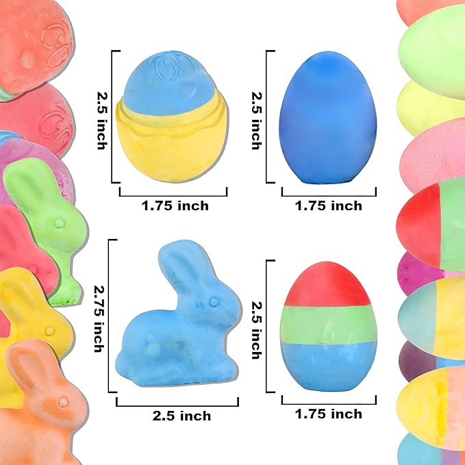 Kid Made Modern Ultimate Sidewalk Spring Chalk Bundle - 6 Neon, 6 Colored, 4 Lil Yolkers Eggs & 5 Bunny Chalks - Dustless, Washable, Non-Toxic, Easy Grip - for Kids Ages 3+ Outdoor Art & Drawing Fun